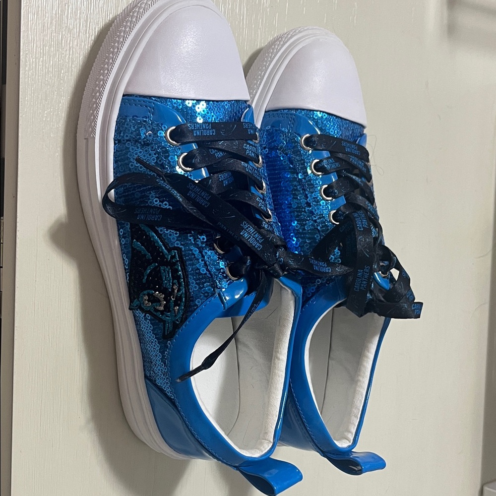 Carolina Panthers Blue Sequin Sneakers - Picture 2 of 5